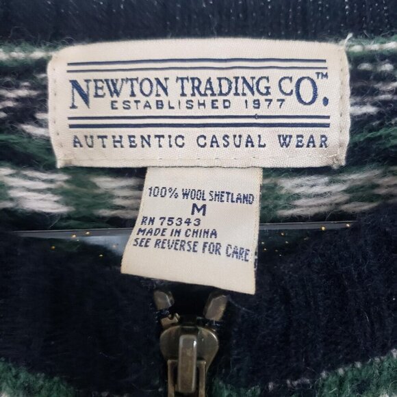 Newton Trading Co Wool Cardigan Fair Isle Knit Sweater Full Zip Womens Sz Medium - Picture 3 of 9